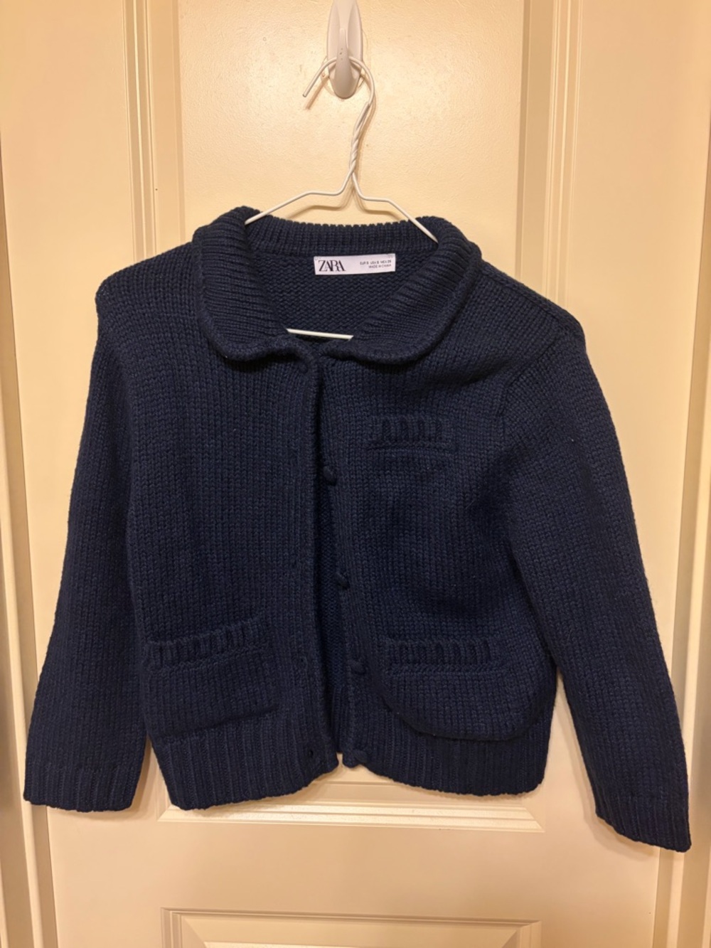 ZARA Deep Navy Knit Button Cardigan
